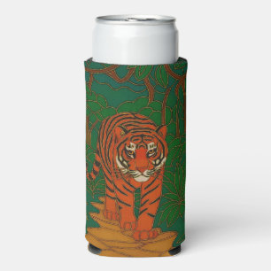 Cloisonne Art Tiger on the Jungle Path Seltzer Can Cooler