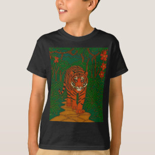 Cloisonne Art Tiger on the Jungle Path T-Shirt