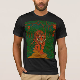 Cloisonne Art Tiger on the Jungle Path T-Shirt