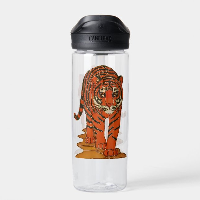 Cloisonne Art Tiger on the Jungle Path Water Bottle (Back)