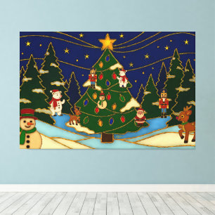 Cloisonne Art Whimsical Forest Classic Christmas Canvas Print