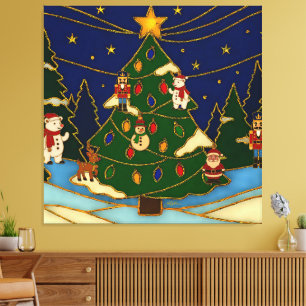 Cloisonne Art Whimsical Forest Classic Christmas Canvas Print