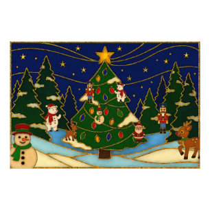 Cloisonne Art Whimsical Forest Classic Christmas Photo Print