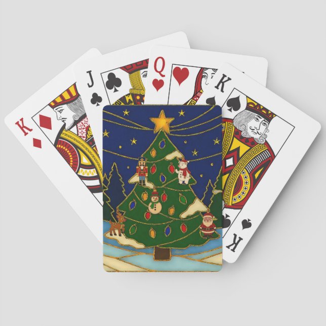 Cloisonne Art Whimsical Forest Classic Christmas  Playing Cards (Back)