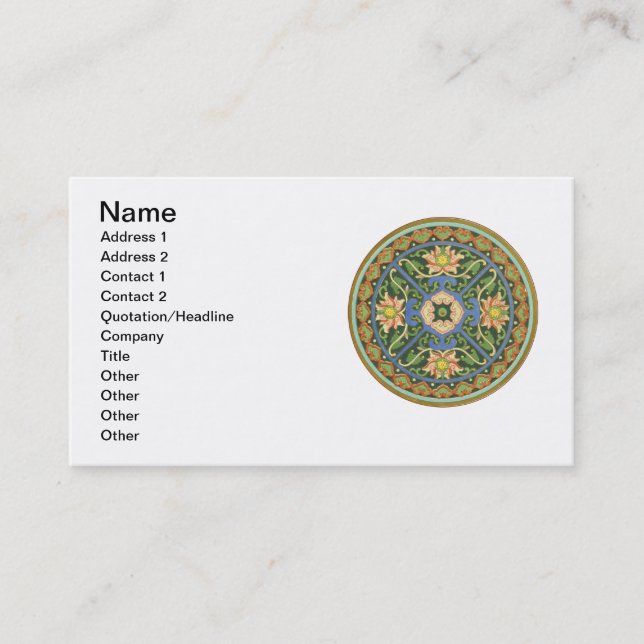 Cloisonne China Patter Asian Oriental Business Card (Front)