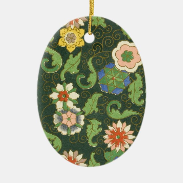 Cloisonne China Patter Asian Oriental Ceramic Ornament (Front)