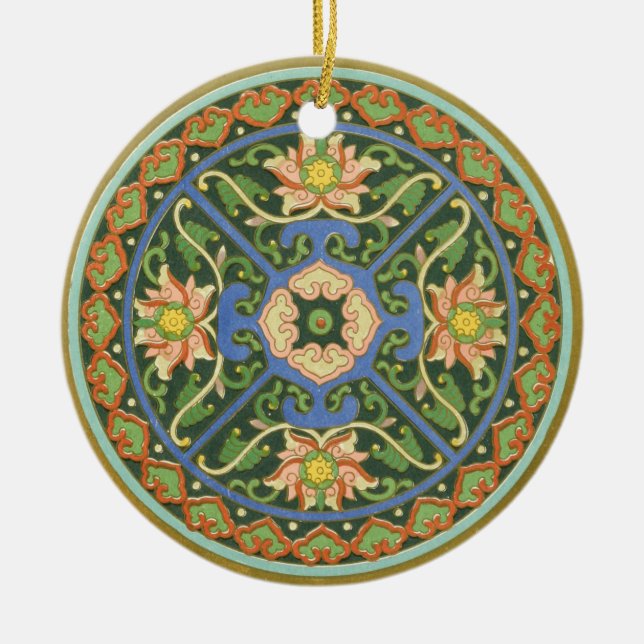 Cloisonne China Patter Asian Oriental Ceramic Tree Decoration (Front)