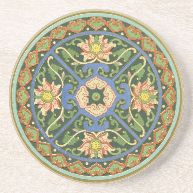 Cloisonne China Patter Asian Oriental Coaster (Front)