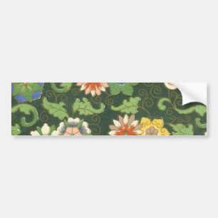 Cloisonne Chinese Green Floral Bumper Sticker