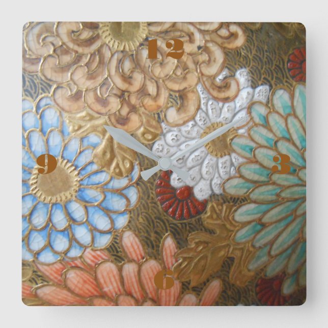 Cloisonne' Square Wall Clock (Front)