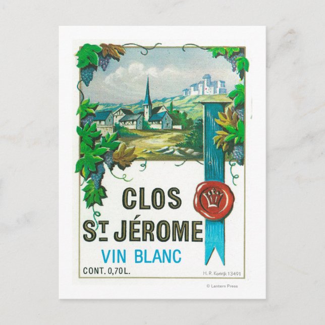Clos St. Jermoe Wine LabelEurope Postcard (Front)