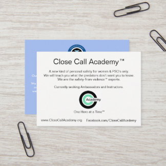 Close Call Academy Info Business Card