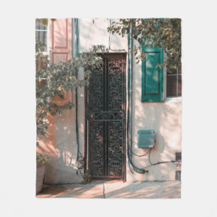 CLOSE GREEN WROUGHT IRON SECURITY DOOR FLEECE BLANKET