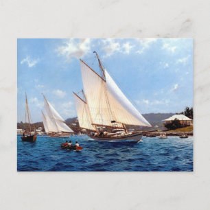 Close hauled through an anchorage postcard