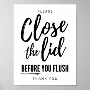 Close Lid Before Flushing, Reduce Plume  Poster