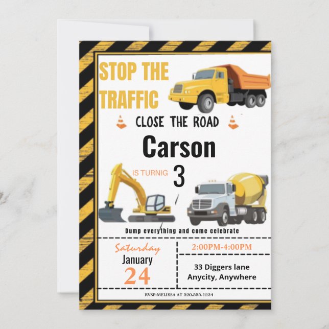 Close The Road Different Birthday Invitation Card (Front)