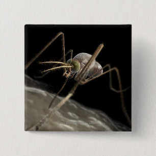 Close up 3d mosquito biting 15 cm square badge