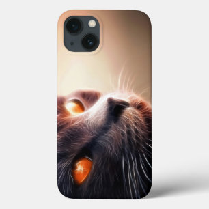 Close Up Aesthetic Cat Face With Coloured Eyes iPhone 13 Case