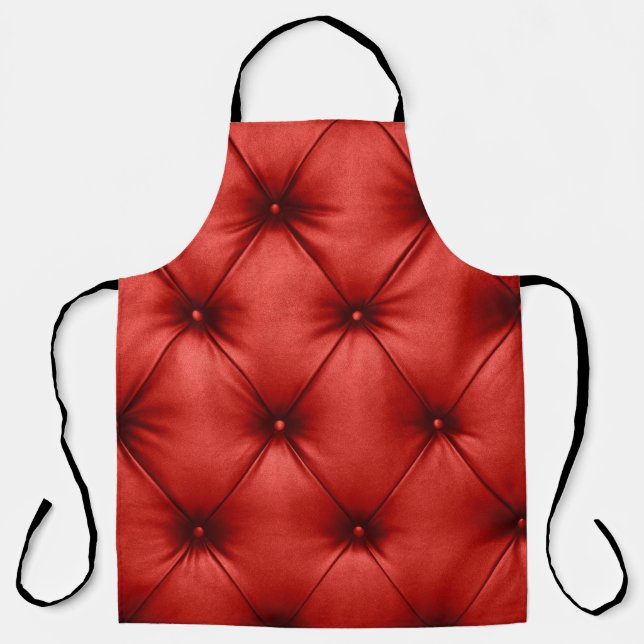 Close up background texture of scarlet red capiton apron (Front)