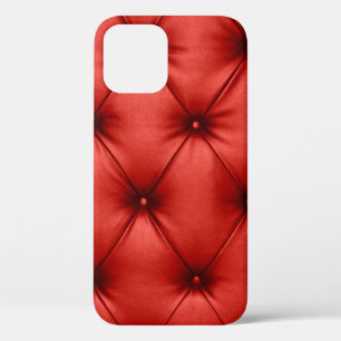 Close up background texture of scarlet red capiton iPhone 12 case