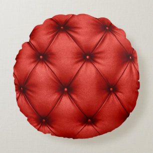 Close up background texture of scarlet red capiton round cushion
