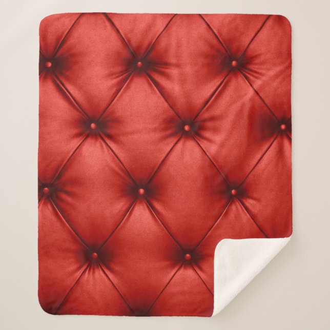 Close up background texture of scarlet red capiton sherpa blanket (Front)