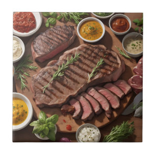 Close Up Barbecue Ingredients Ceramic Tile