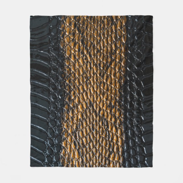 Close-up black snake skin texture fleece blanket (Front)