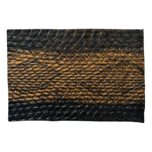 Close-up black snake skin texture pillowcase