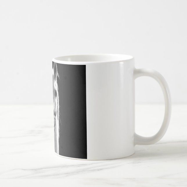 Close-up Black White Horse in Night Coffee Mug (Right)