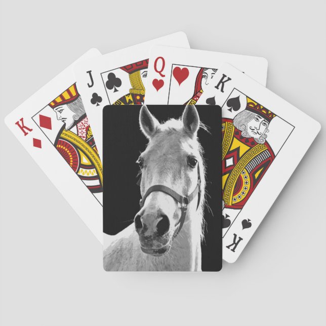 Close-up Black White Horse in Night Playing Cards (Back)