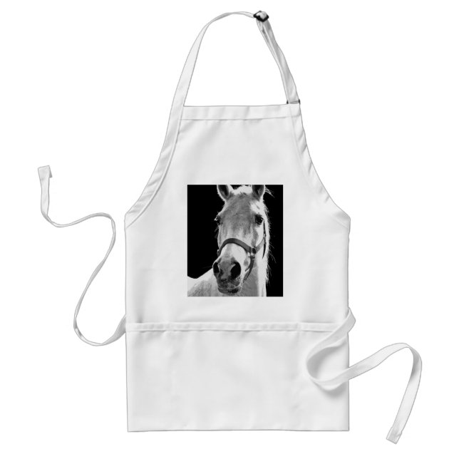 Close-up Black White Horse in Night Standard Apron (Front)