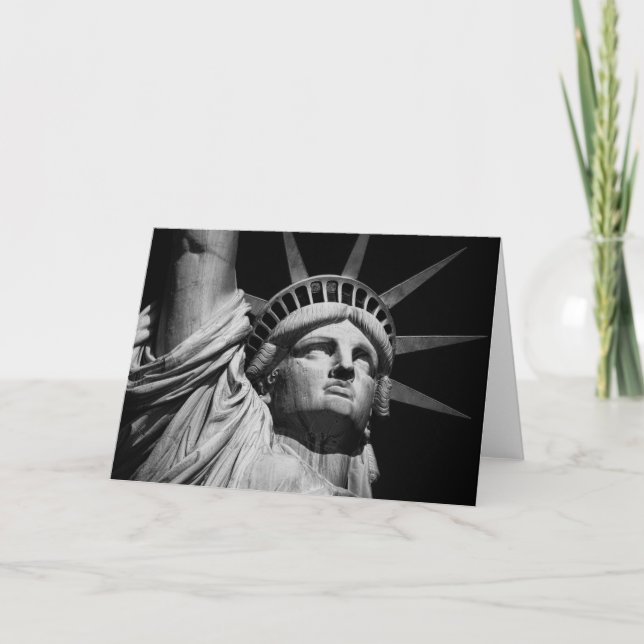 Close-up Black White Statue of Liberty New York Card (Front)