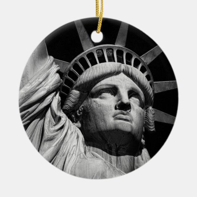Close-up Black White Statue of Liberty New York Christmas Ornament (Front)