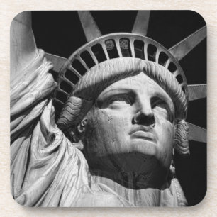 Close-up Black White Statue of Liberty New York Coaster