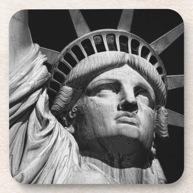 Close-up Black White Statue of Liberty New York Coaster (Front)