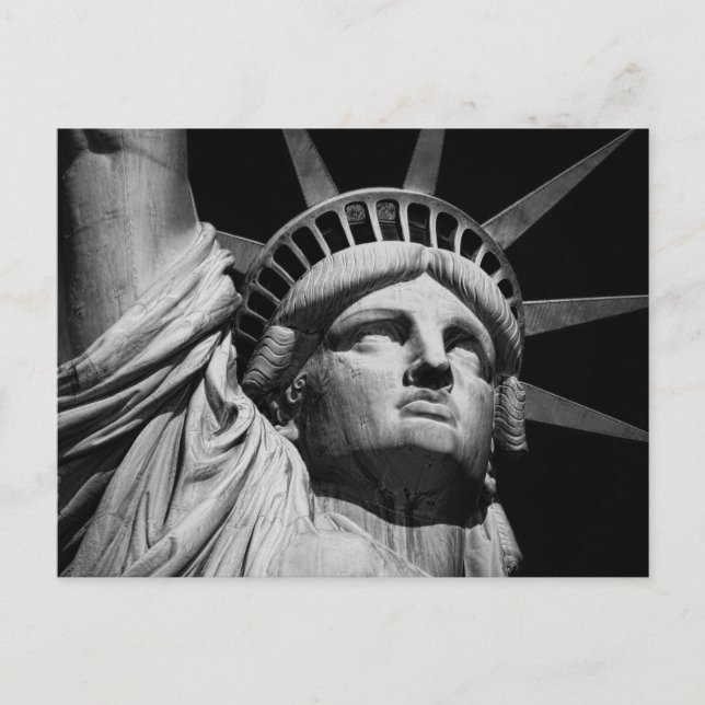 Close-up Black White Statue of Liberty New York Holiday Postcard (Front)