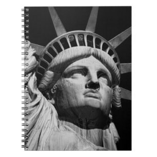 Close-up Black White Statue of Liberty New York Notebook