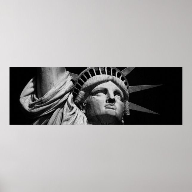 Close-up Black & White Statue of Liberty New York Poster (Front)