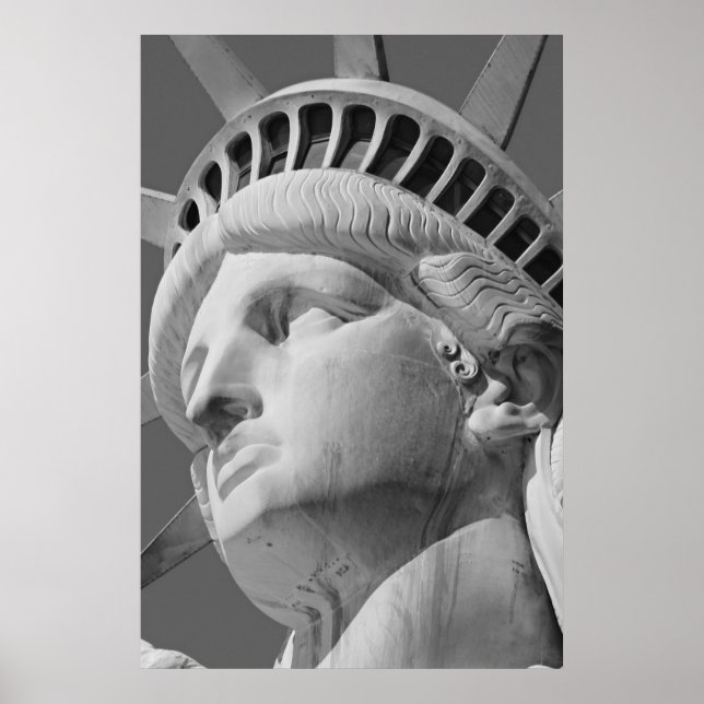 Close-up Black & White Statue of Liberty Poster (Front)