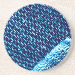 Close-up Blue Denim Fabric Texture Coaster