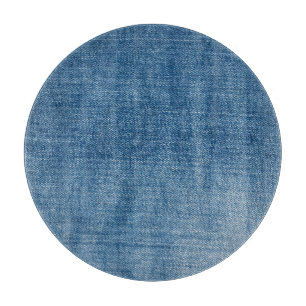 Close-up blue denim jeans texture cutting board