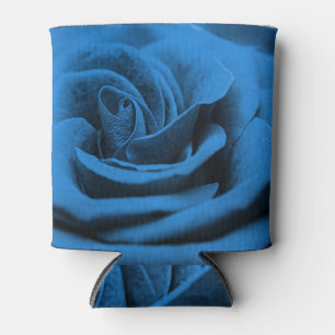 Close-up blue red rose, macro beauty. can cooler