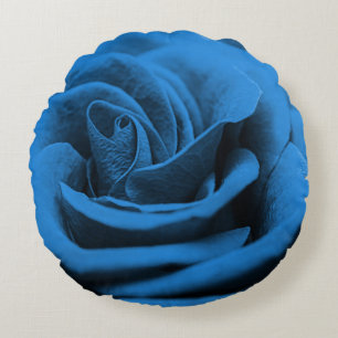 Close-up blue red rose, macro beauty. round cushion