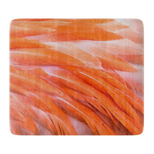 Close Up Coral and Pink Artistic Flamingo Feathers Cutting Board