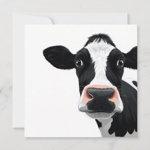 Close-Up Cow Curiosity Holiday Card