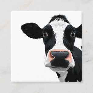 Close-Up Cow Curiosity Square Business Card