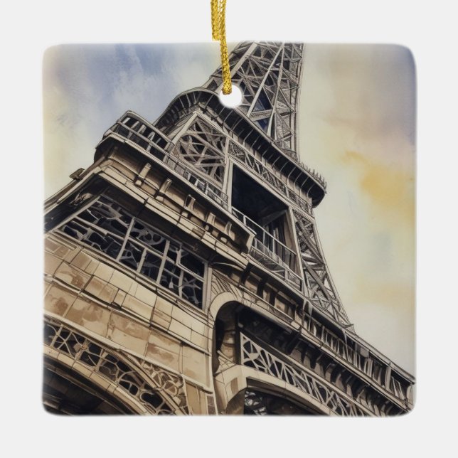 Close-up Eiffel Tower Paris Love City Travel Ceramic Ornament (Front)