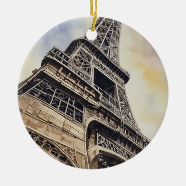 Close-up Eiffel Tower Paris Love City Travel Ceramic Ornament (Front)
