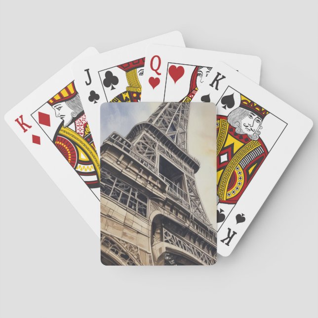Close-up Eiffel Tower Paris Love City Travel Playing Cards (Back)